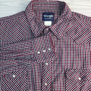 Wrangler Retro Shirt Mens XXL‎ 2XL Red Plaid Pearl Snap Western Cowboy *READ*